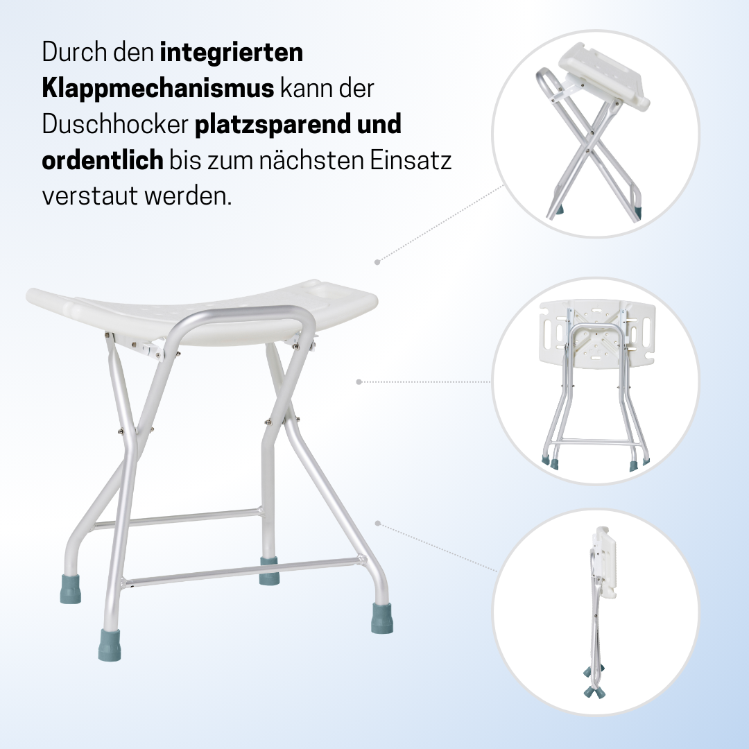 Rutschfester Duschhocker mit Brausehalter